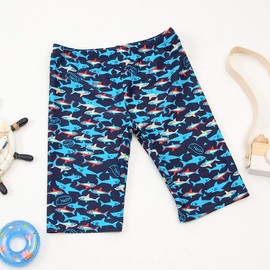 Aivtalk Traje de baño para niños, traje de baño de equipo de natación para jóvenes, secado rápido, UPF 50+, pantalones cortos de natación atléticos 4-12T, Tiburón azul oscuro, 4-6 Años