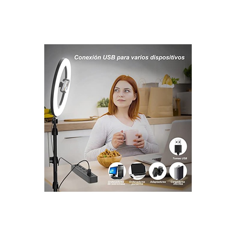 KOSCHEAL Aro de Luz con Tripie 10, hasta 1.8 m,