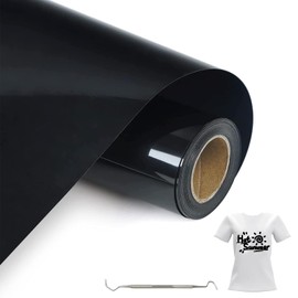 MeYuxg Plotter Film Textile Black - 30.5 cm x 6 m Plotter Film for Textile, Heat Transfer Vinyl for Cricut & Cameo - Easy to Cut & Weed for Flex Film Plotter Textile Design (Black)