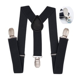 WannGe Child Kids Suspenders - 1" Adjustable Y-Back Suspender for Boys & Girls - Black