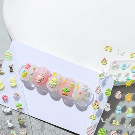 Egg Rabbit Nail Stickers for Nail Art Colorful Nail Decals Easter Nail Stickers Self Adhesive Design Manicure Supplies Charm for Women Nails Art Decorations Accessories