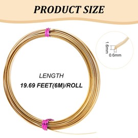 BENECREAT 6 m 0.6 mm Semicircular Copper Wire, 1.6 mm Wide Brass Craft Wire, Jewellery Wire for Making Earrings, Necklaces and Jewellery, Wire Wrapping, DIY Art