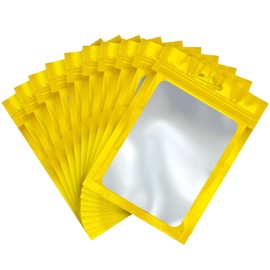Pack of 100 Gold Baggys Mylar Bags Foil Zip Bags Small 6 x 10 cm Holographic Bags Resealable Mylar Bags Ziplock Bags Odour-Proof Baggys Ziplock Bags Polybag for Jewellery