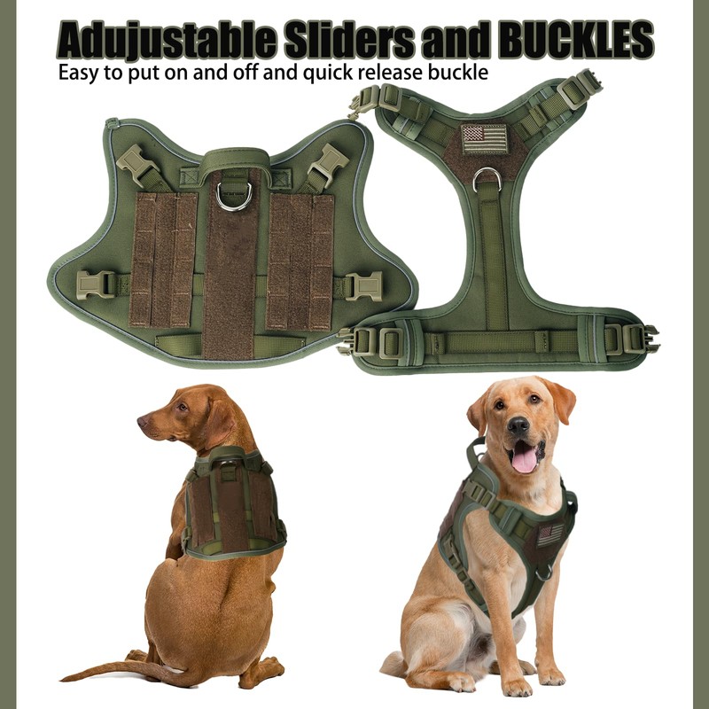 BUMBIN Tactical Dog Harness with Laesh Set，No-Pull Service Fit Smart