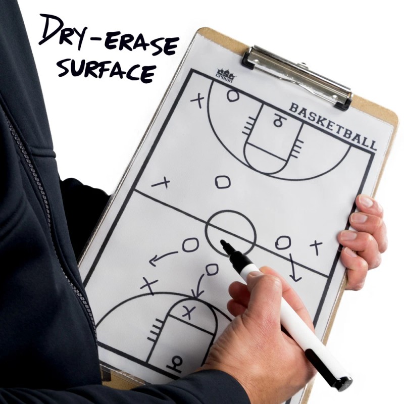 Crown Sporting Goods Basketball White Dry-Erase Roll-up Strategy Clipboard Sheet