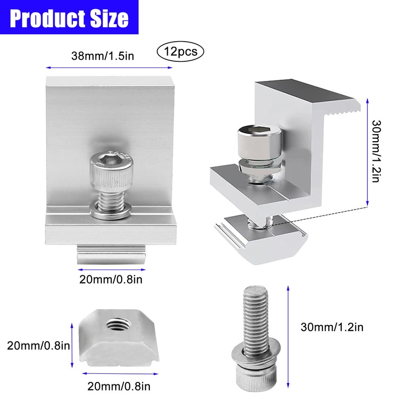 Pack of 12 Solar Panel Mount for Solar Panel, Z-Angle
