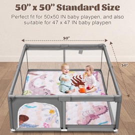 FAMOPLAY Baby Play Mats for Floor, Premium 50x50 Playpen Mat, Odorless Baby Mat, Soft Padding Infant Play Mat, Non-Slip Cushioned Baby Playmat for Babies, Machine Washable Easy Care (Marine Animals)