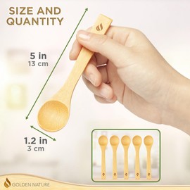 Golden Nature Bamboo Spoon Set (50 Pc), Small Kitchen Teaspoons, Tiny Wooden Spoons Perfect for Sugar, Spices, Seasoning, Coffee, Jam, Herbs, Honey & Dessert