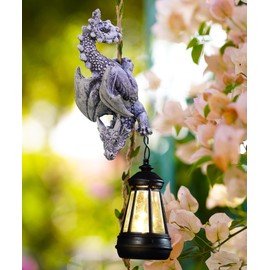 Yeomoo Hanging Dragon Figures with Solar Lights, Garden Decoration for Outdoor Use, Funny Dragon Figure Decoration for Garden, Patio, Balcony, Gift for Women, Men, Mum, Solar Decoration for Outdoor