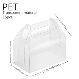 Oomcu 15 Pack Clear Gable Bakery Gift Boxes with Cardboard,Candy Treat Gift Box for Party Pastry Treat Dessert Cookies Birthday Holiday Christmas Valentine Birthday Baby Shower(6.3" x 3.5" x 3.2")