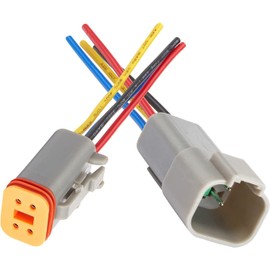 GTIWUNG DT Connector Set, 5 Sets Male and Female Car Waterproof Electrical Connector Cable Connector Plug 4-Pin with 15 cm 16AWG Cable, DT Series Cable Connector for Car, Grey