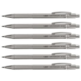 BIC Pack of 6 Refillable Mechanical Pencils Cristerium Luxe Silver HB 2mm