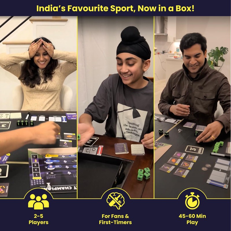DESI BOARD GAMES Cricket Champions Boardgame | Light Strategy Dice