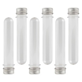 JIHUOO 10 Pcs 30ml Clear Plastic Test Tubes Small Test Tube Bottles Bead Storage Tubes Round Tube Storage Containers with Aluminum Screw Caps Science Themed Party Favors
