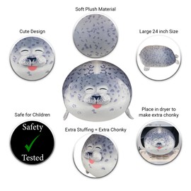 Pineapple Seal Plush Pillow, Giant Stuffed Animal Plushie, Stuffed Seal Plushy Squish Plush Toys, Jumbo Cute Plushies Large Stuffed Animals for Girls, Boys, Kids (24 inch)