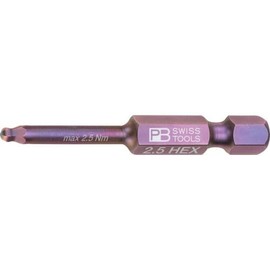 PB SWISS TOOLS 1/4HEX E6 Series Ball Point Bit for 0.2 inch (5 mm) Hex Hole E6.212/5