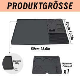 Gemsaya Silikon Abtropfmatte Kaffeemaschine, 2 en 1 Unterlage Kaffeemaschine 60x40cm, Abtropfmatte Geschirr mit Konvexem Rand, Küchen Zubehör für Kaffeemaschine, Tasse und Gerichte, Schwarz