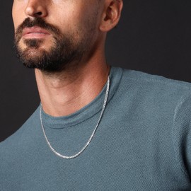 GLIVEOR 3mm Cuban Link Chain for Men, 925 Sterling Silver Clasp, Necklace - 16 to 30 Inches(20)