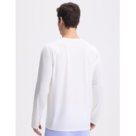 BALEAF Rash Vest Mens with Zip Pockets Long Sleeve Rash Guard BJJ Swimming Shirts Quick Dry UPF 50+ UV Protection White XL