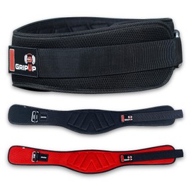 GripUp Weight lifting Gym Belt Curved Padded Back Lumbar Support Neoprene Belt for Fitness Exercise Bodybuilding Powerlifting Workouts Deadlifts Squats & Weightlifting Men Women (Black, S)