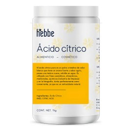 Acido citrico puro, alimenticio y cosmético regulador de pH Hebbe Cosmetcis & Ludika 1kg