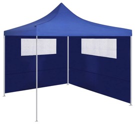 'vidaXL Gazebo Party Tent Sidewall with Windows, 100% Polyester Fabric, 232.3” x 78.7", Easy Installation, Blue