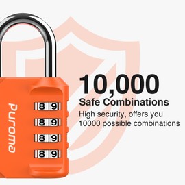 Puroma 2 Pack Combination Lock 4 Digit Locker Lock Outdoor Waterproof Padlock for School Gym Locker, Sports Locker, Fence, Toolbox, Gate, Case, Hasp Storage (Orange)