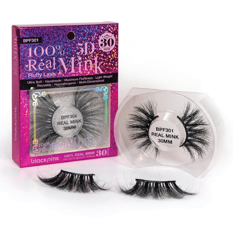 BlackPink 100% Real Mink Fluffy Lash 5D Reusable Light Weight