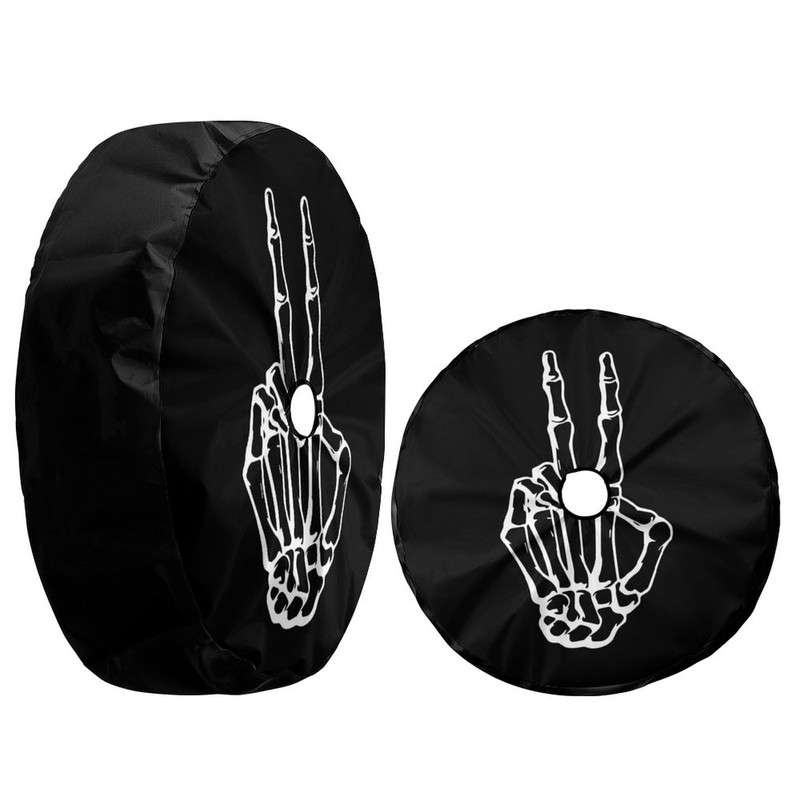 Foruidea Skeleton Peace Spare Tire Cover with Backup Camera Hole
