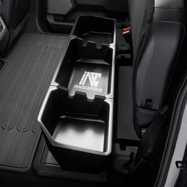InnoCaptain Rear Truck Underseat Storage Box, Fit 2017-2025 Ford F-250 F-350 F-350 Super Duty and 2015-2025 Ford F-150 SuperCrew Crew Cab Heavy Duty Rear Under Back Seat Box Organizer, Anti Slip