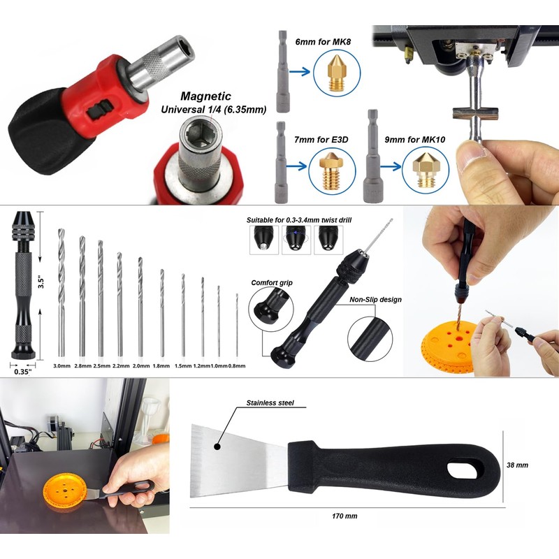 124Pcs 3D Printing Accessory Tools with Tool Bag for 3D