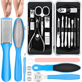 Pedicure Kits - Callus Remover for Feet, 23 in 1 Professional Manicure Set Pedicure Tools Stainless Steel Foot Care, Foot File Foot Rasp Dead Skin for Women Men Home Foot Spa Kit, Blue23