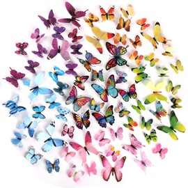 GeeRic Mariposas Decorativas 3D,72 Piezas Mariposas Decoraciones de pared de Mariposa Pegatinas 3D Calcomanía Para Decorar, Pasteles, Fiestas, Bodas, Festividades, Habitaciones