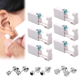 Set of 6 ear piercers, comes with 3 pairs of rivets, ear piercing gun kit, self-piercing, piercing gun with crystal stud earrings, ear hole piercing set, earring piercing set, pircing gun set