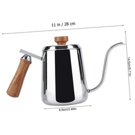 CIYODO Gooseneck Coffee Kettle with Wooden Handle Stainless Steel Drip Spout Teapot for Coffee Tea Brewing Stylish Design for Home Kitchen Use