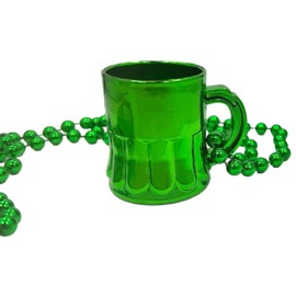 St. Patrick's Mardi Gras Beads Shot Glass Beaded Necklace Green Day Beer Stein Cup Necklace Party Supply Decoration Goodie Bag Party Favor Costume Accessory