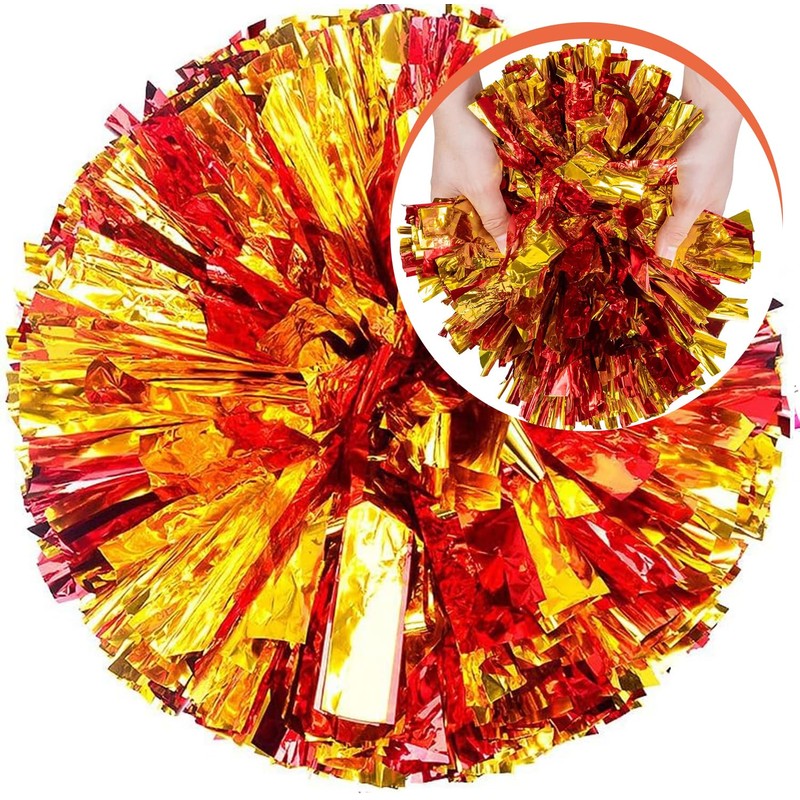 IONPSHG 4Pcs Cheerleader Pompoms Metallic Foil Cheer Poms Hand Flower