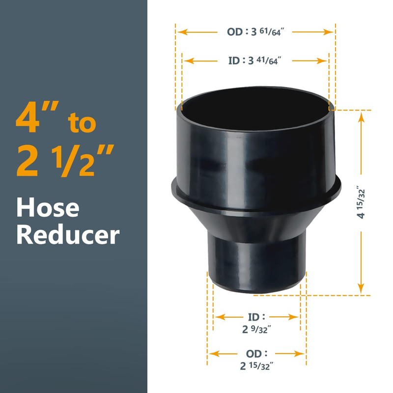 POWERTEC 70322 4 Inch to 2-1/2 Inch Reducer and 4