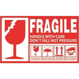 TKY Fragile Cargo Tag Stickers, Stickers, 500 Sheets, Handling Caution, Overseas International Transportation, Packaging, Shipping, Mailing, Home Delivery, 2.8 x 5.1 inches (7 x 13 cm)