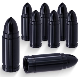 MEAJOO 8PCS Bullet Style Tire Valve Stem Caps, Corrosion Resistant, Universal Aluminium Alloy Dustproof Tire Valve Stem Covers for Cars, SUV, Trucks, Bikes, Motorcycles, Bicycles(Black)