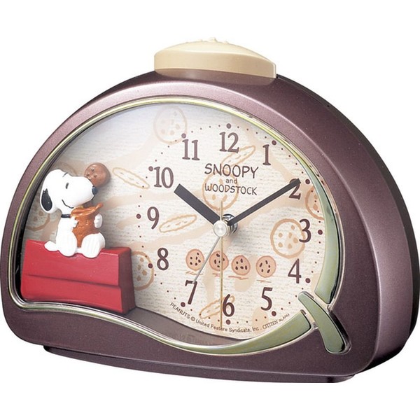 SNOOPY 4SE506MJ09 Alarm Clock, Character, Analog, R506, Electronic Sound, Alarm, Brown Rhythm