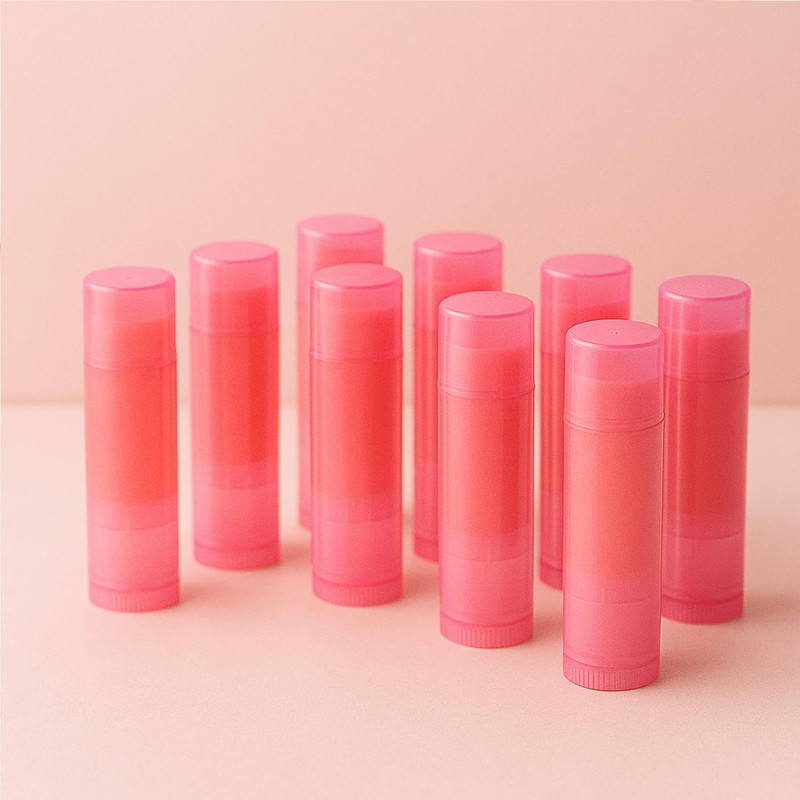 50Pcs Red Plastic Lipstick Containers with Caps 5g Empty Lip