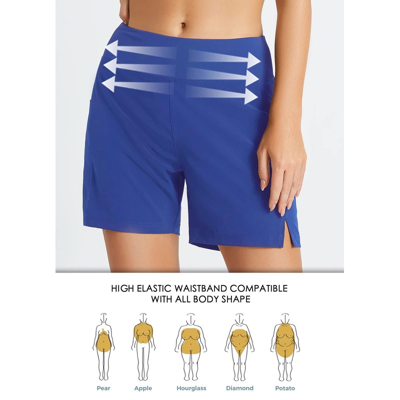 BALEAF Pantalones cortos de nataci n de cintura alta de