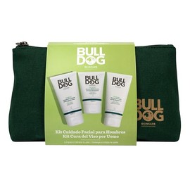Bulldog Skincare - Toiletry Bag for Men, Box Contents: Face Cleanser 150 ml + Shaving Gel 175 ml + Moisturising Cream 100 ml and Sustainable Fabric Bag | Gift Set for Men Face Care