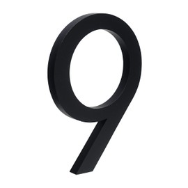 HASWARE Floating House Number 4 inch Stylish Door Numbers Alphabet Plaque Street Home Address Numerals (Small 9, Black)