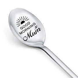 Mum Birthday Christmas Gifts Spoon from Daughter Son to Mom Mother Good Morning Mum Spoons for Mommy Mama Mother's Day Gifts for Mom Mum Engraved Tea Coffee Lovers Spoon Gift
