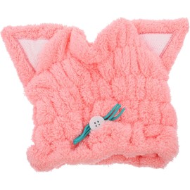 Housoutil Gorro de Toalla para Secar el Cabello Orejas de Gato Rosa Fibra Superfina, Absorción Uniforme, Reduce Daño y Quiebre, Diseño de Gato para Mujeres