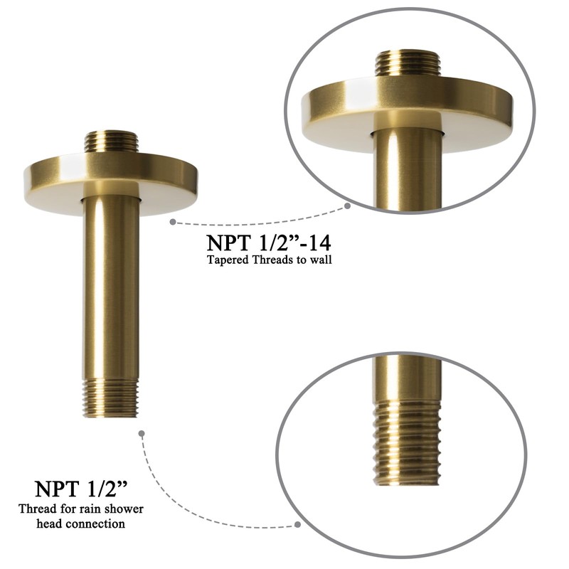 4 Inch Shower Arm with Flange, Ceiling Mounted Shower Head