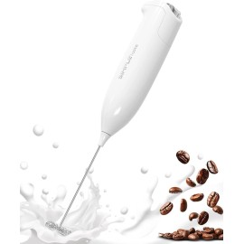SIMPLETaste Milk Frother Handheld Battery Without Stand, Blizzard White