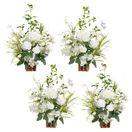 Ling's Moment 17.5" Tall Free Standing Artificial Flowers Arrangements 4 pcs Fall Wedding Aisle Runner Chair Decorations Lily of The Valley Ceremony Reception Rose Floral Party Outdoor Centerpieces